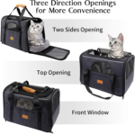 Cat Carrier, Portable Pet Carrier Bag for Cats and Small Dogs, Foldable Soft Sided Cat Transport Carrier, Airline Approved Pet Travel Carrier with Shoulder Strap, Removable Mat and Pet Bowl - Image 3