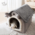 Pet Cat Kitten Dog Beds Igloo Fleece Bed Pyramid Cozy Washable Warm House Cave - Image 6