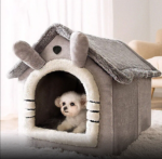 Pet Cat Kitten Dog Beds Igloo Fleece Bed Pyramid Cozy Washable Warm House Cave - Image 11